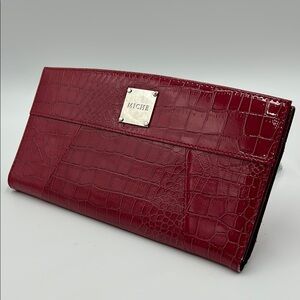 Miche Burgundy Croc-Patterned Wristlet